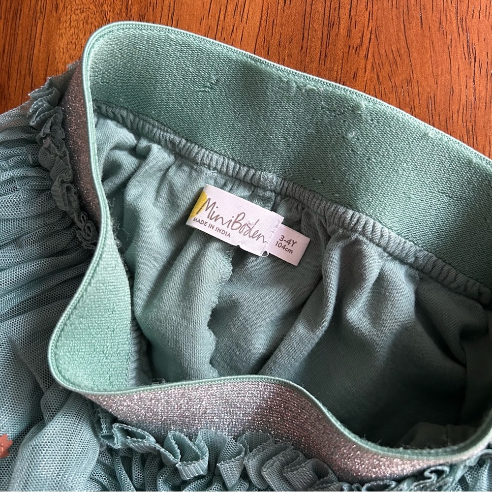 Mini Boden Robin Tulle Skirt | Girls 3–4Y | Green Bird Embroidered Tutu - Picture 8 of 11